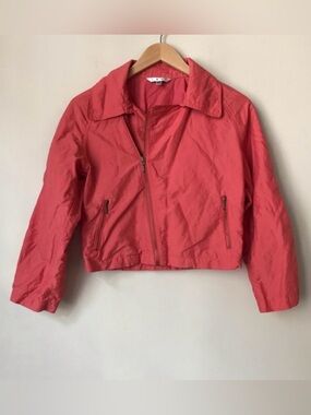 Cabi Scooter Moto Jacket Coral Pink Cropped Full Zip Size XS #913